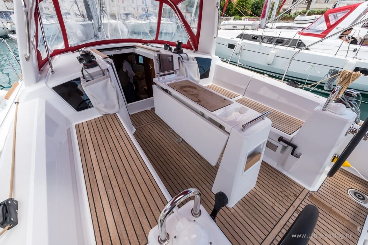 Cockpit of Bela, a Beneteau Oceanis 35.1 sailboat at Split, Croatia