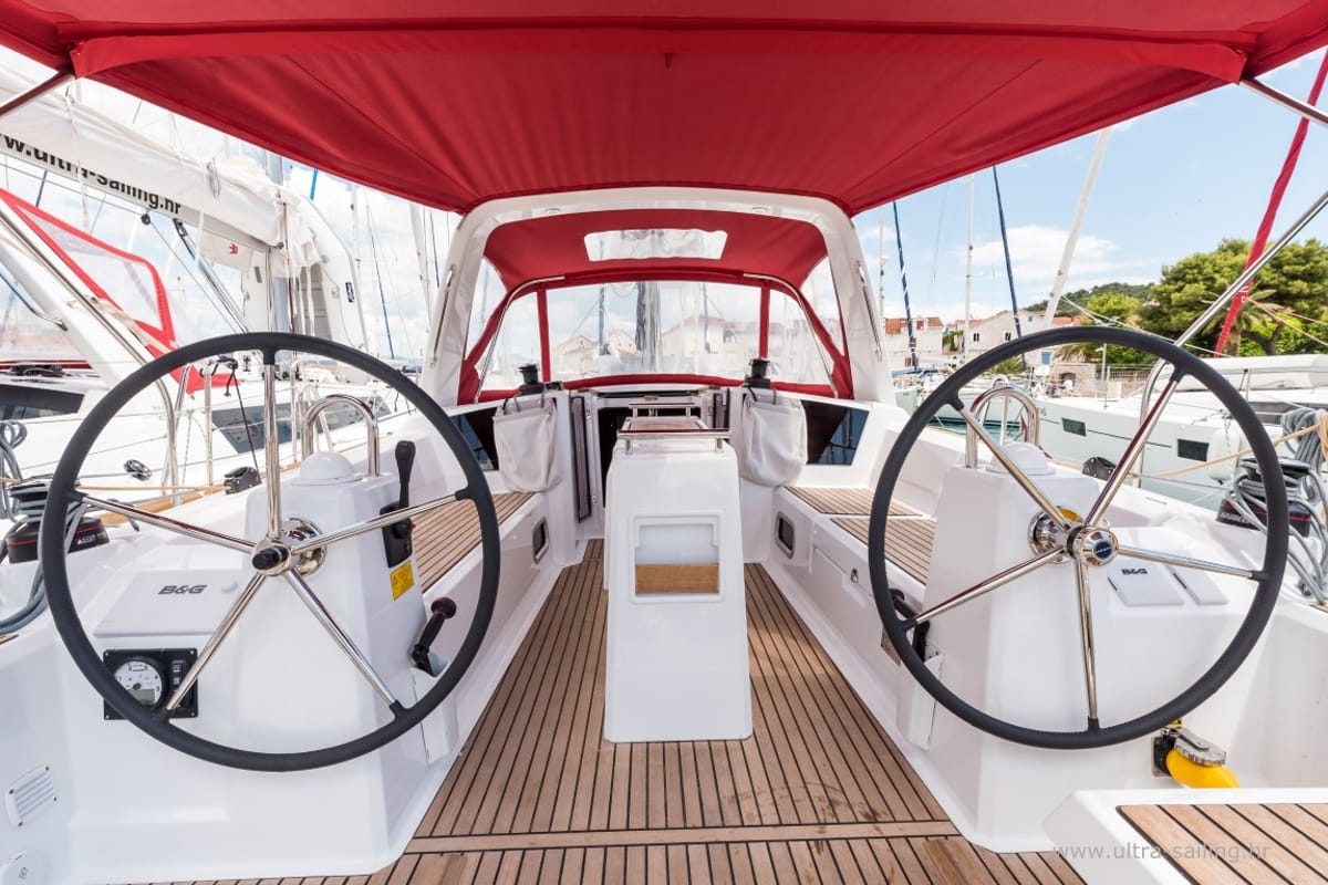 Cockpit of Bela, a Beneteau Oceanis 35.1 sailboat at Split, Croatia