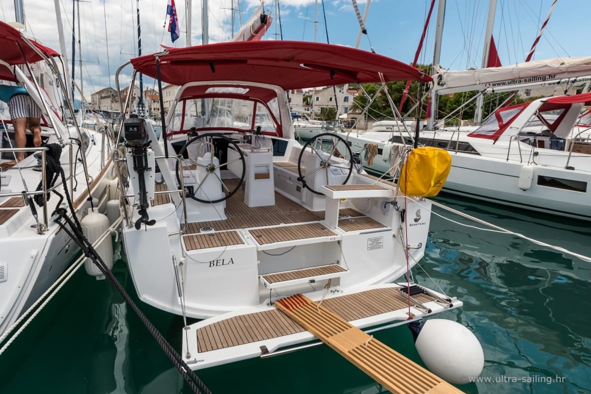 Exterior view of Bela, a Beneteau Oceanis 35.1 sailboat at Split, Croatia
