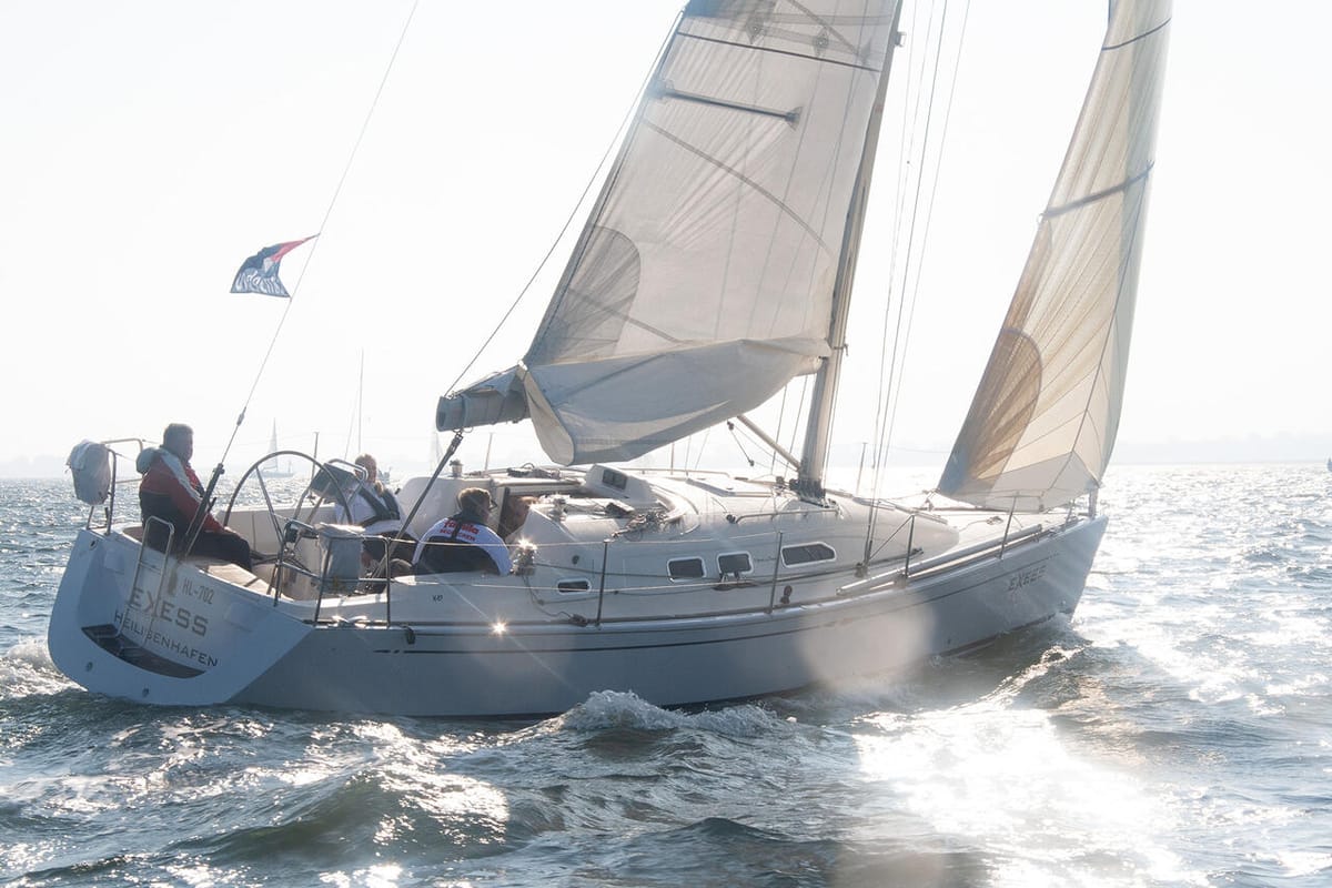 Exterior view of eXess, a X-Yachts X-37 sailboat at Barth, Germany