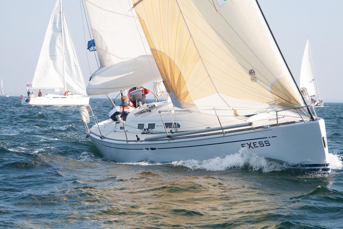 Exterior view of eXess, a X-Yachts X-37 sailboat at Barth, Germany