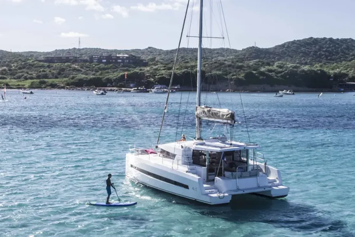 Exterior view of DOUBLE SIX, a Bali 4.1 catamaran at Kalkara, Malta