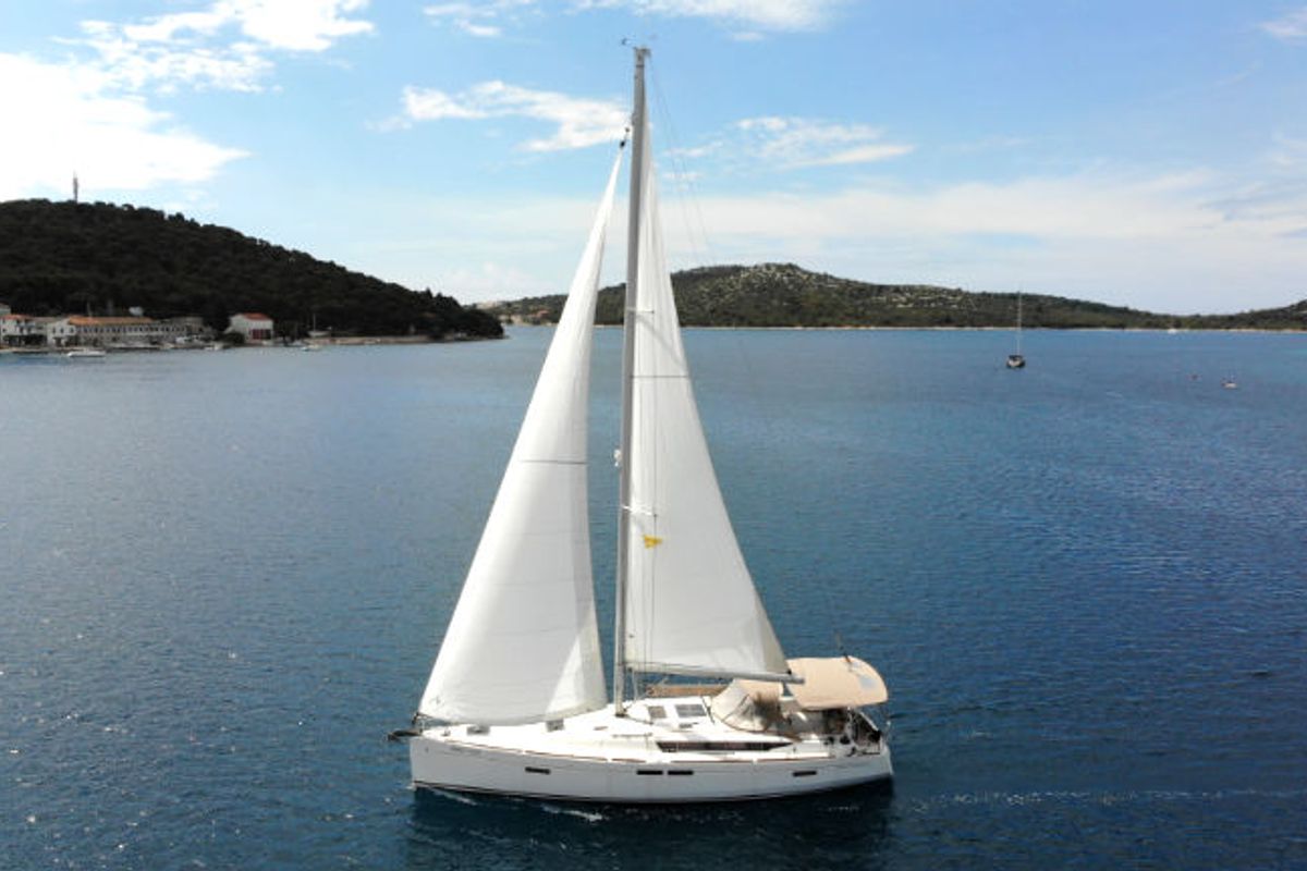 Exterior view of Anna, a Jeanneau Sun Odyssey 479 sailboat at Općina Rogoznica, Croatia