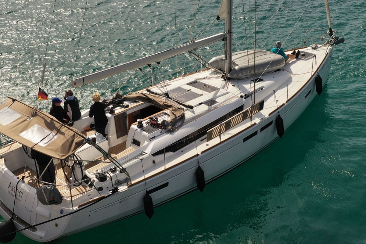 Deck of Anna, a Jeanneau Sun Odyssey 479 sailboat at Općina Rogoznica, Croatia