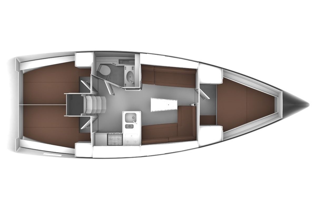 Floor plan of Gust, a Bavaria Cruiser 37 sailboat at Općina Sukošan, Croatia