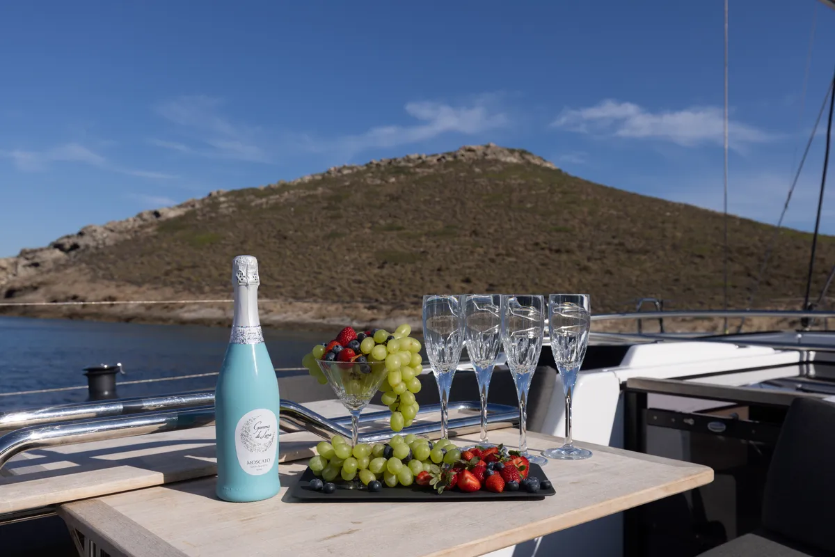 Deck of Kalimera, a Hanse Yachts Hanse 458 sailboat at Lavreotiki Municipal Unit, Greece