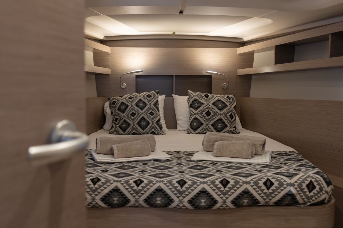 Cabin on Kalimera, a Hanse Yachts Hanse 458 sailboat at Lavreotiki Municipal Unit, Greece