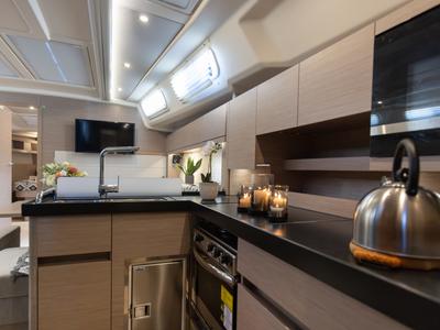 Galley of Kalimera, a Hanse Yachts Hanse 458 sailboat at Lavreotiki Municipal Unit, Greece