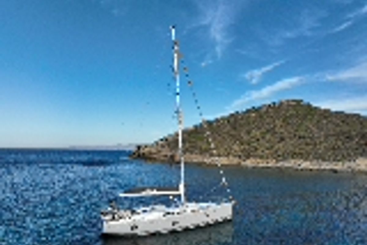Exterior view of Kalimera, a Hanse Yachts Hanse 458 sailboat at Lavreotiki Municipal Unit, Greece