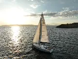 Exterior view of Kalimera, a Hanse Yachts Hanse 458 sailboat at Lavreotiki Municipal Unit, Greece