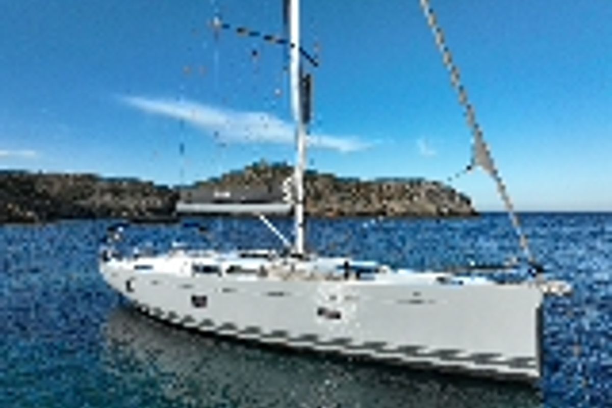 Exterior view of Kalimera, a Hanse Yachts Hanse 458 sailboat at Lavreotiki Municipal Unit, Greece