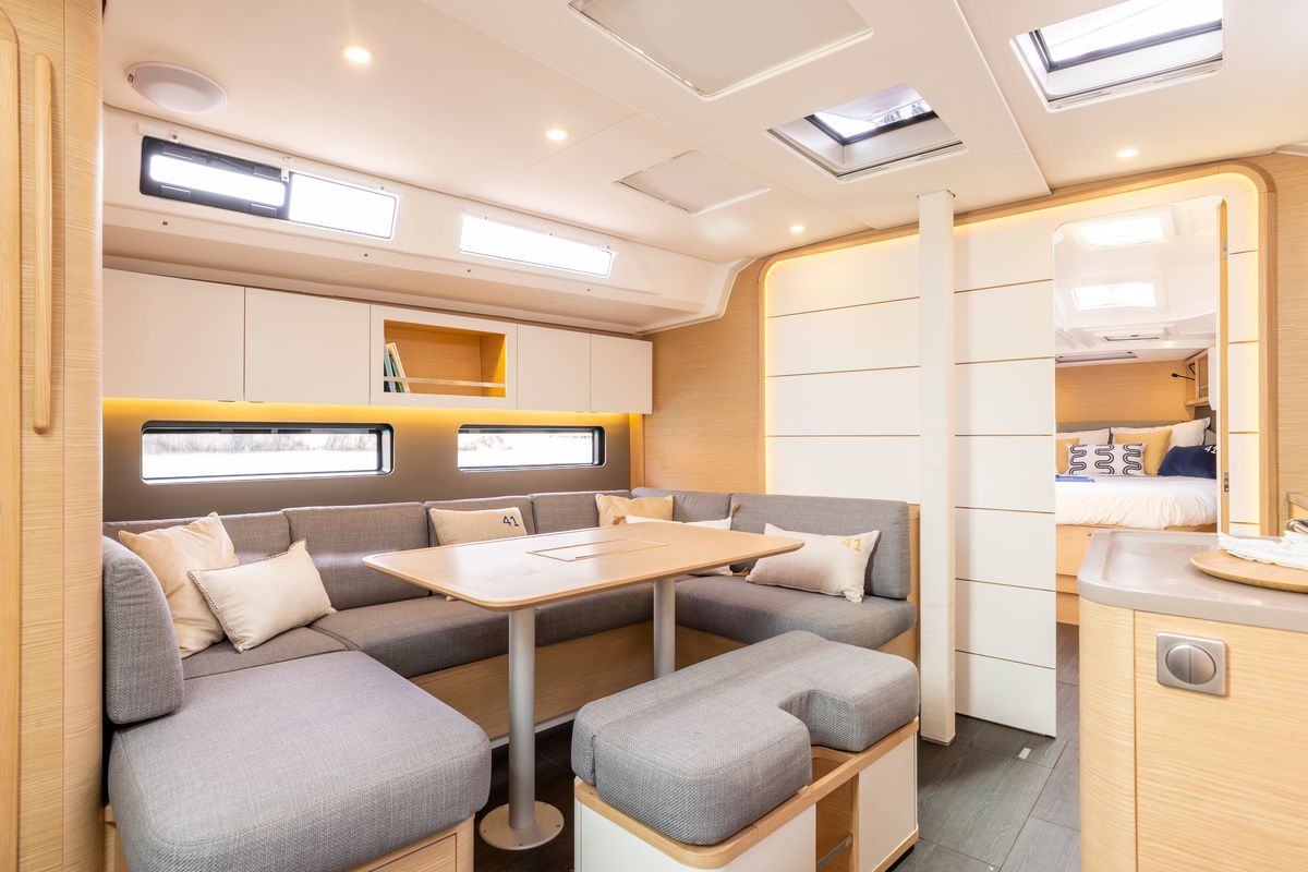 Salon of Sunsail 41.3 Premium, a Dufour 41 sailboat at Dubrovnik, Croatia