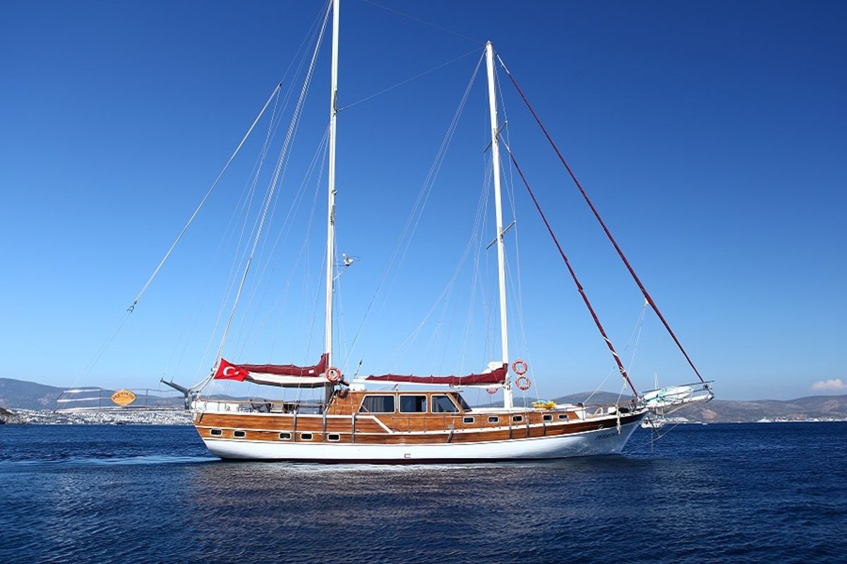 Exterior view of Perrinita, a Custom Made Perrinita yacht at Bodrum, Turkey