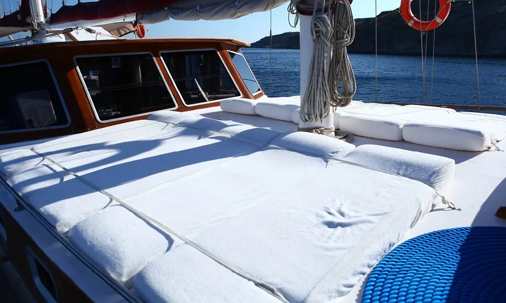 Deck of Perrinita, a Custom Made Perrinita yacht at Bodrum, Turkey