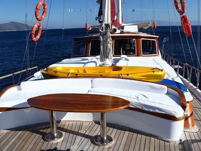 Deck of Perrinita, a Custom Made Perrinita yacht at Bodrum, Turkey