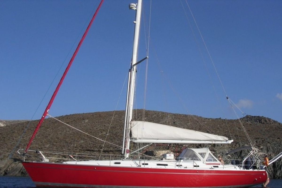 Exterior view of Jacosta, a Alfa Sailing Yachts Alfa 51 sailboat at Parikia, Greece