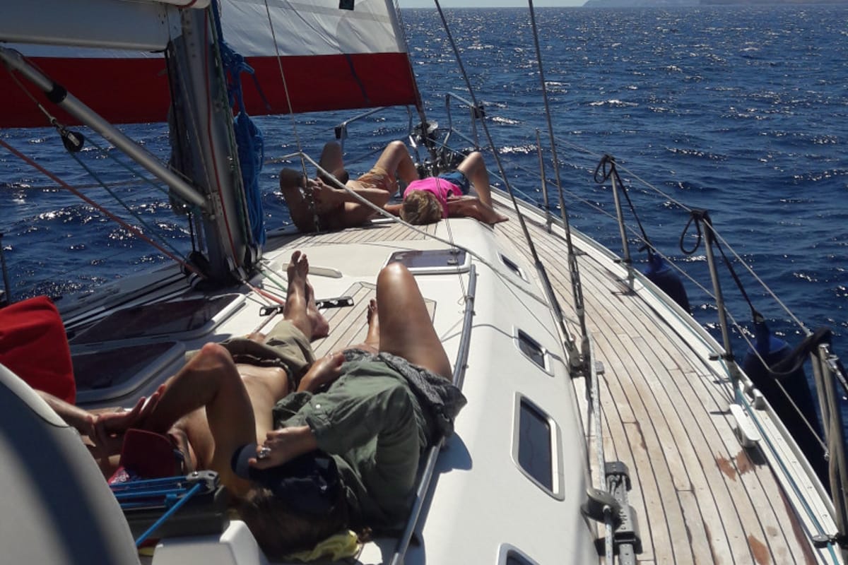 Deck of Jacosta, a Alfa Sailing Yachts Alfa 51 sailboat at Parikia, Greece