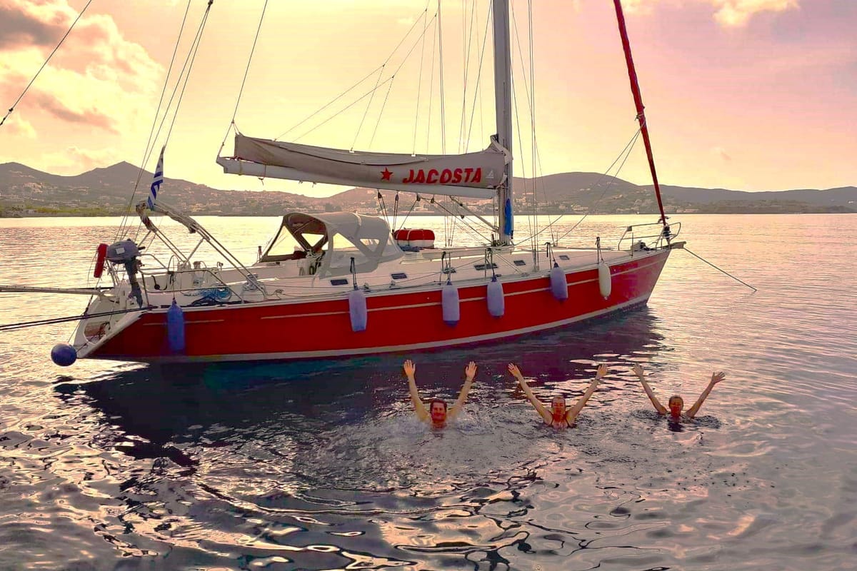 Exterior view of Jacosta, a Alfa Sailing Yachts Alfa 51 sailboat at Parikia, Greece