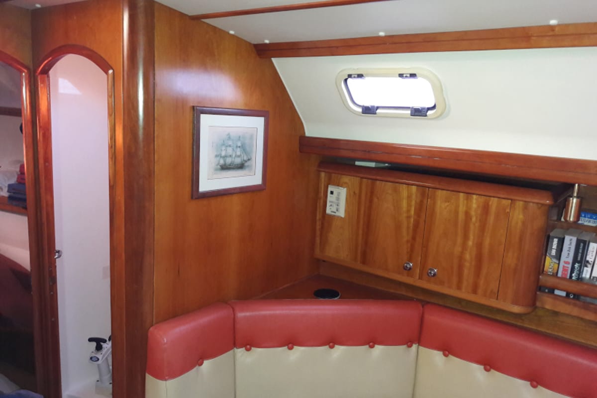 Salon of Jacosta, a Alfa Sailing Yachts Alfa 51 sailboat at Parikia, Greece
