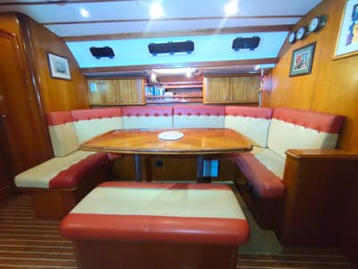 Salon of Jacosta, a Alfa Sailing Yachts Alfa 51 sailboat at Parikia, Greece