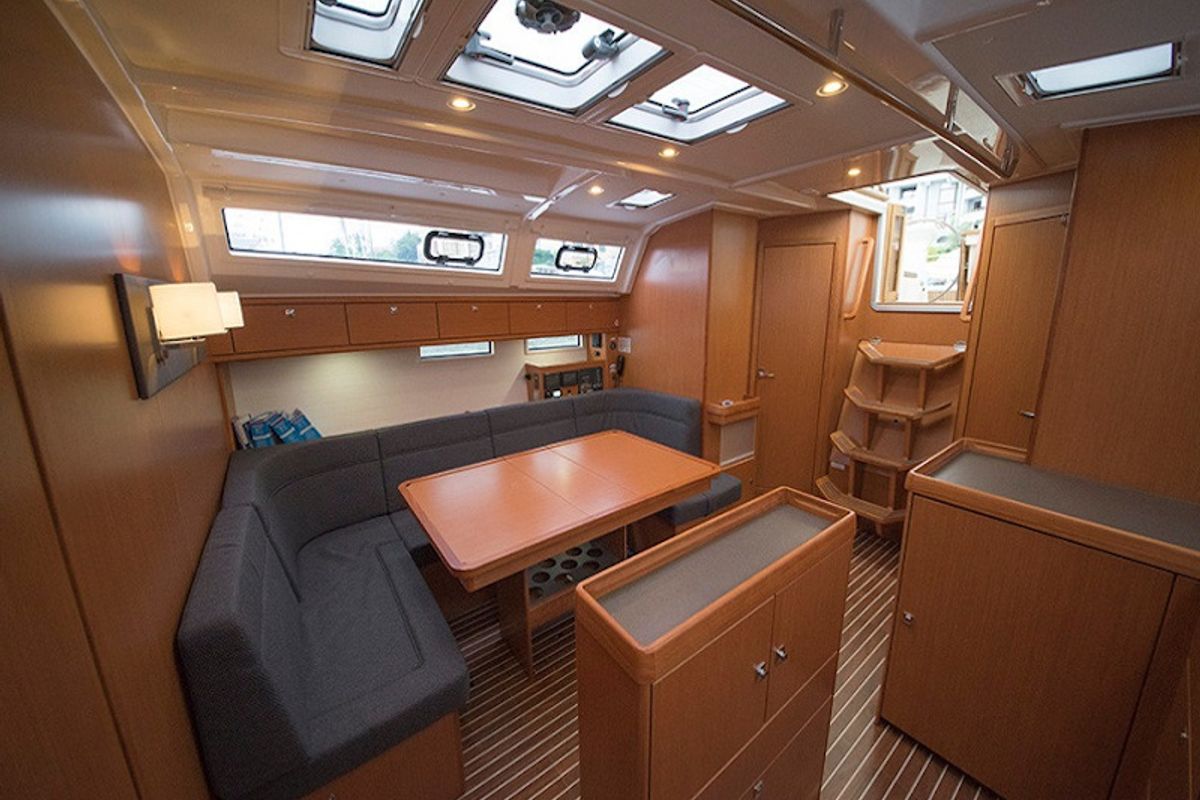 Salon of Aurora, a Bavaria Cruiser 46 sailboat at Athens, Greece
