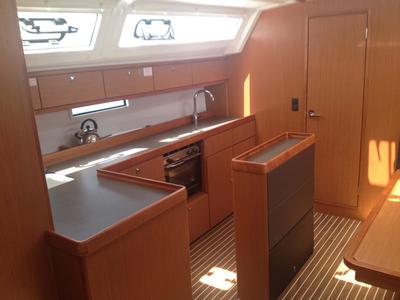 Galley of Aurora, a Bavaria Cruiser 46 sailboat at Athens, Greece