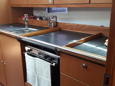 Galley of Canenas, a Bavaria 40 Cruiser S sailboat at Sami Municipal Unit, Greece
