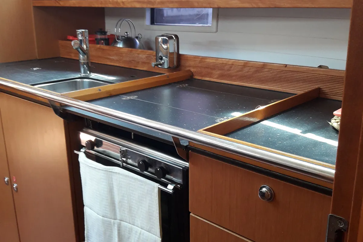 Galley of Canenas, a Bavaria 40 Cruiser S sailboat at Sami Municipal Unit, Greece