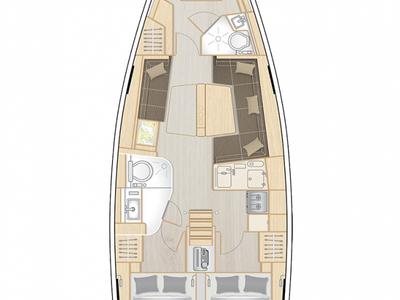 Floor plan of Martina, a Hanse Yachts Hanse 418 sailboat at Punat, Croatia