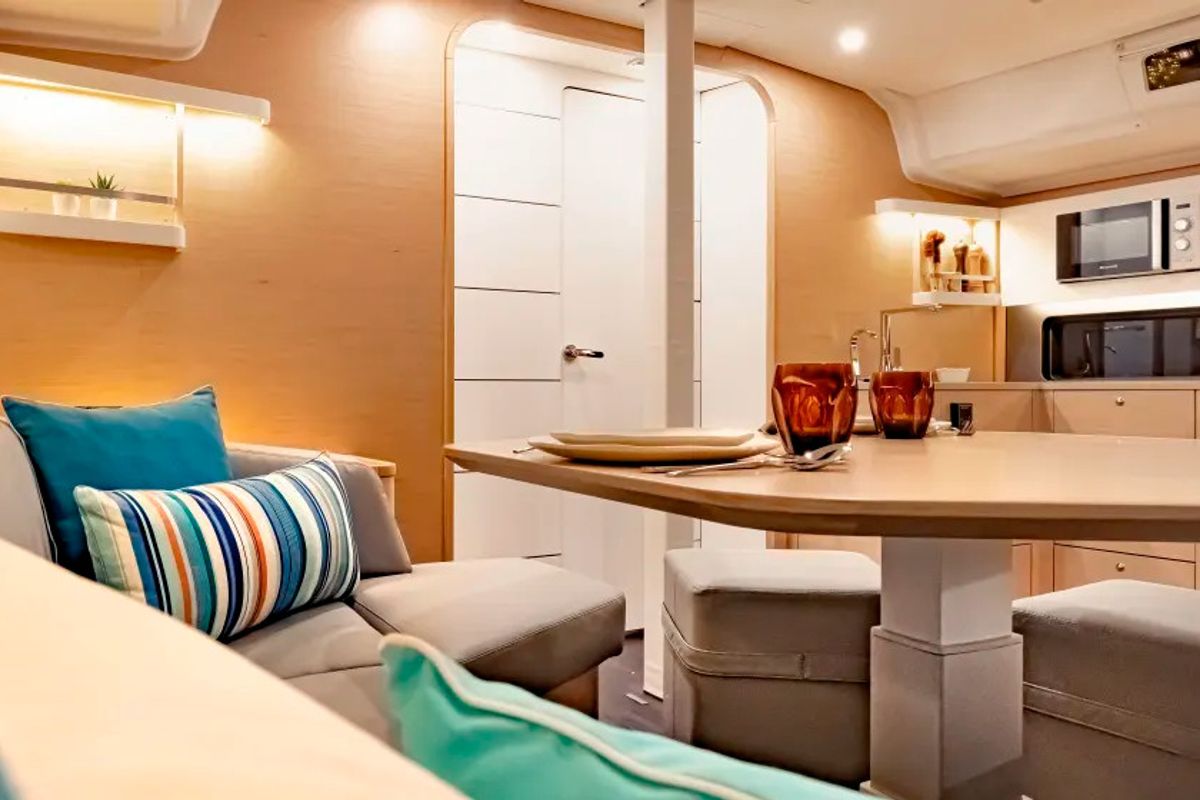 Salon of Moorings 44.3 Exclusive, a Dufour 44 sailboat at Road Town, British Virgin Islands