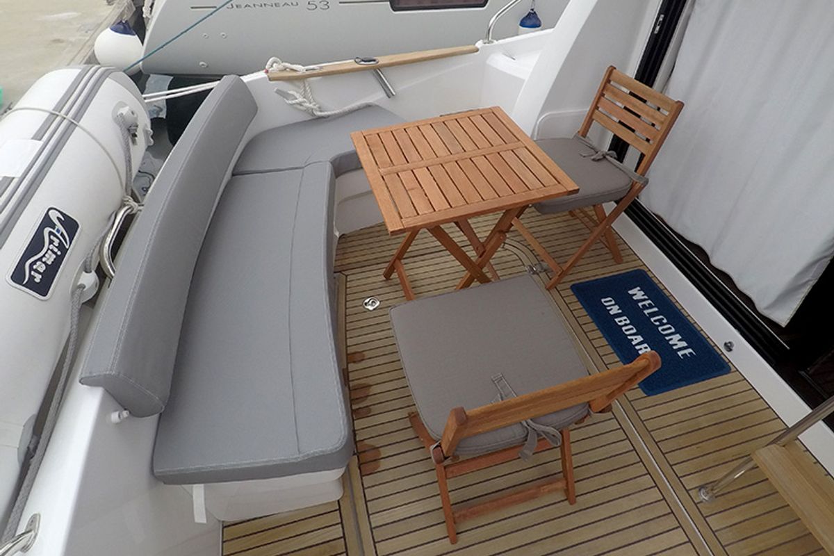 Deck of Mandalina II, a Beneteau Antares 36 yacht at Grad Šibenik, Croatia