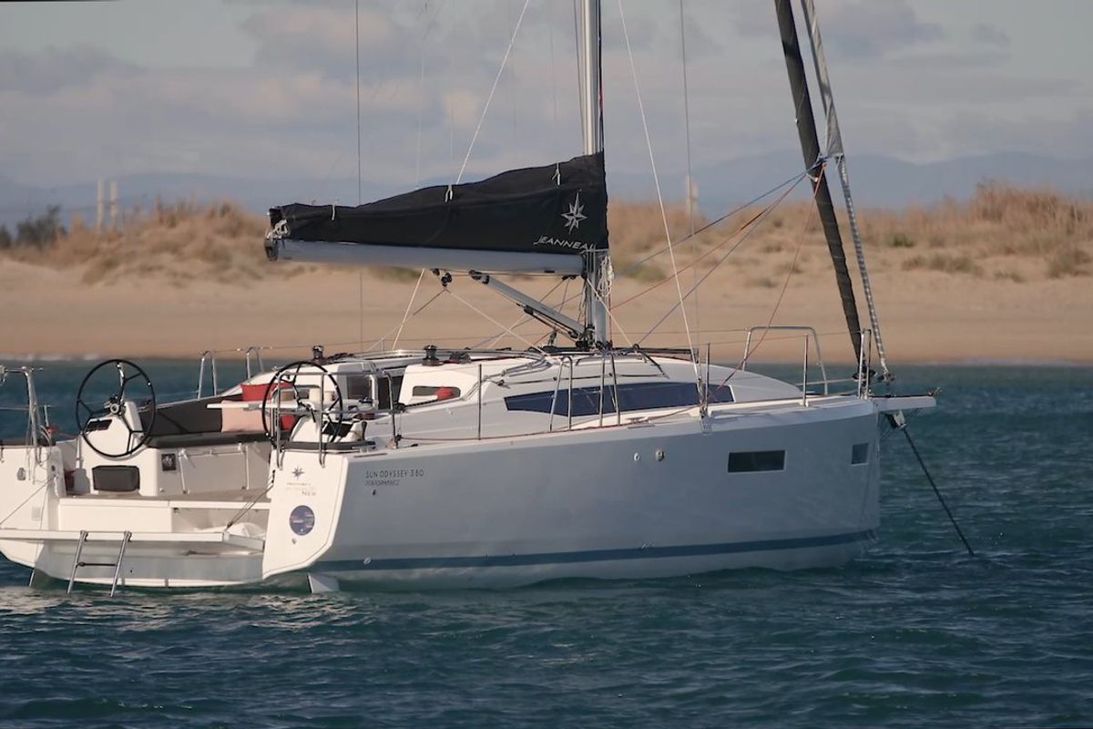 Exterior view of Simply The Best, a Jeanneau Sun Odyssey 380 sailboat at Fethiye, Turkey