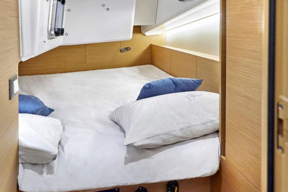 Cabin on Simply The Best, a Jeanneau Sun Odyssey 380 sailboat at Fethiye, Turkey