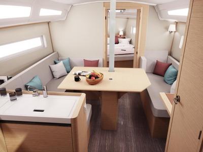 Salon of Simply The Best, a Jeanneau Sun Odyssey 380 sailboat at Fethiye, Turkey