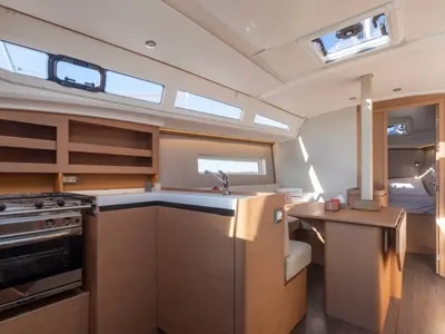 Galley of Simply The Best, a Jeanneau Sun Odyssey 380 sailboat at Fethiye, Turkey