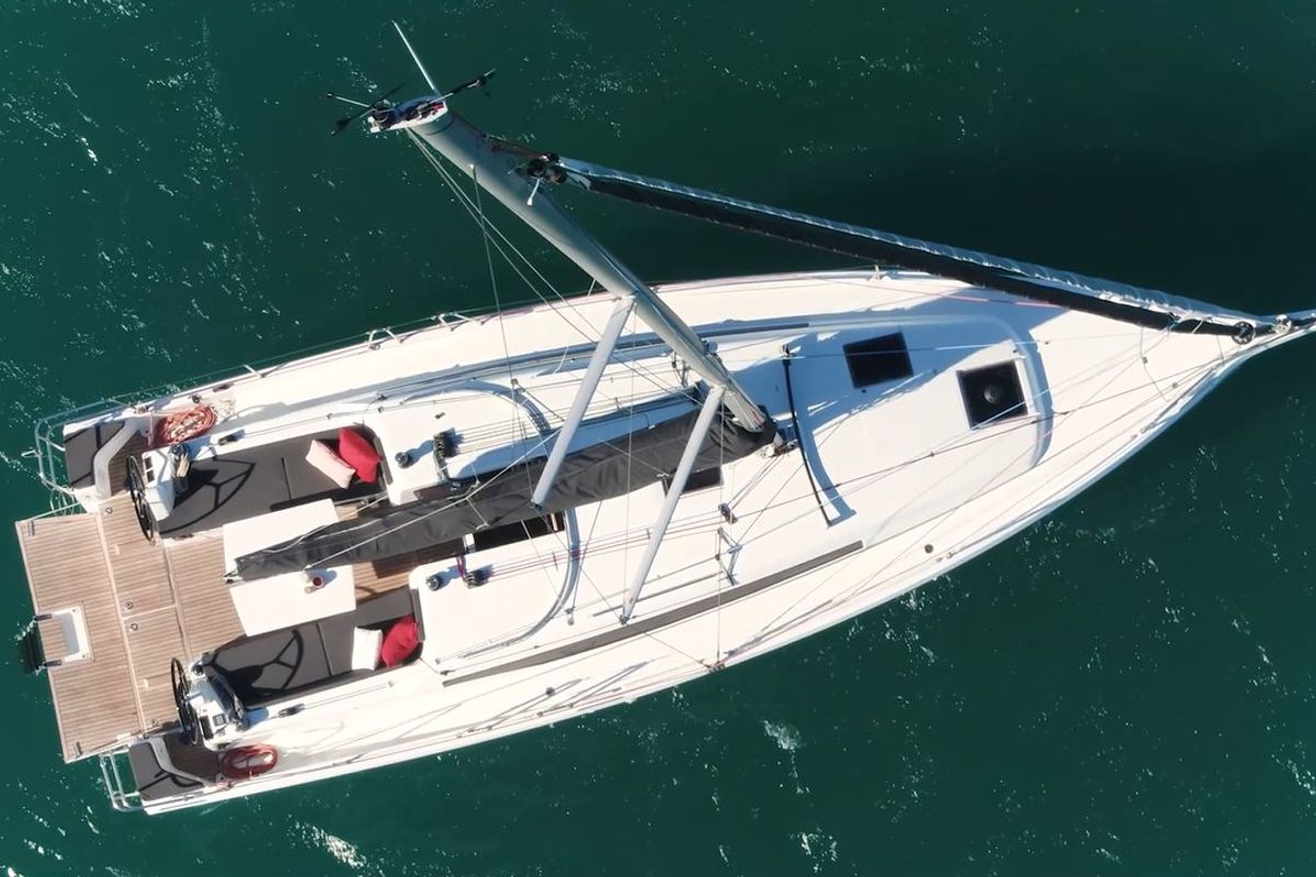 Exterior view of Simply The Best, a Jeanneau Sun Odyssey 380 sailboat at Fethiye, Turkey