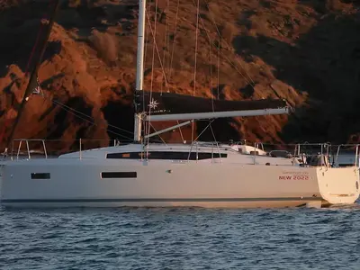 Exterior view of Simply The Best, a Jeanneau Sun Odyssey 380 sailboat at Fethiye, Turkey