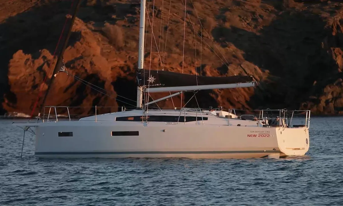 Exterior view of Simply The Best, a Jeanneau Sun Odyssey 380 sailboat at Fethiye, Turkey