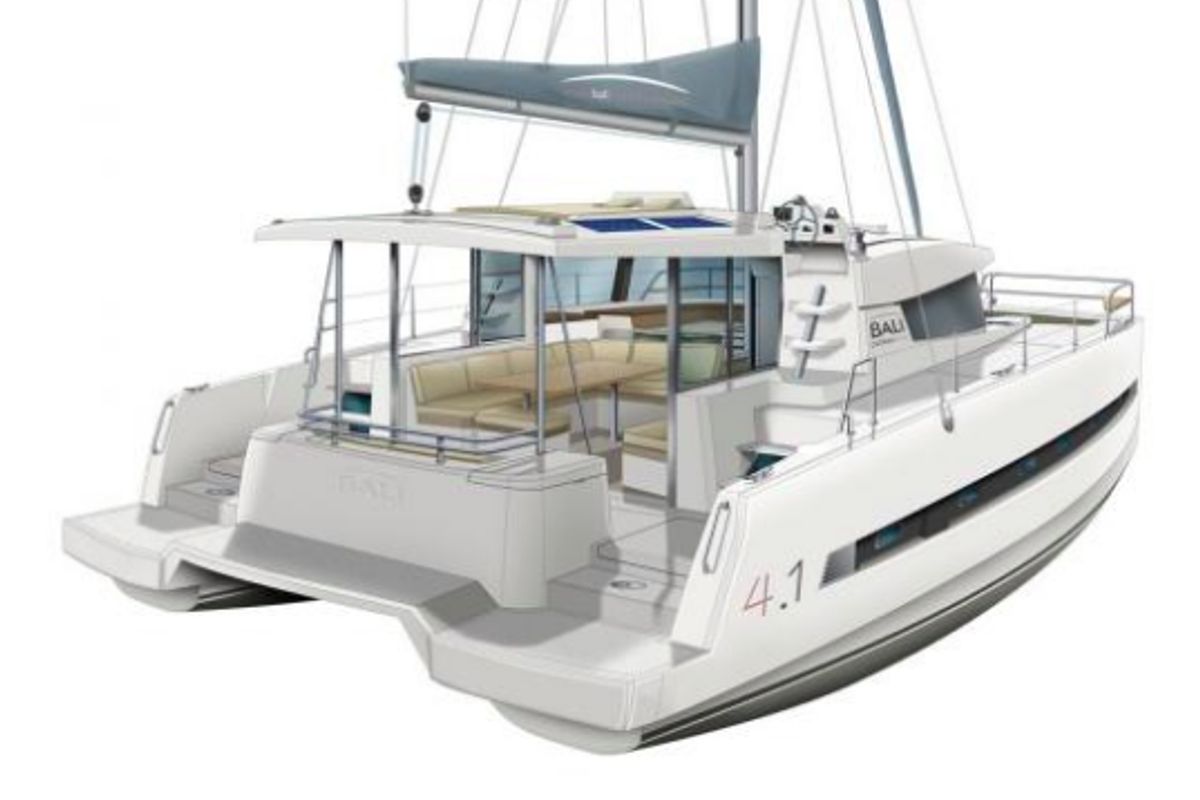 Galassia, a Bali 4.1 catamaran at Kontokali, Greece