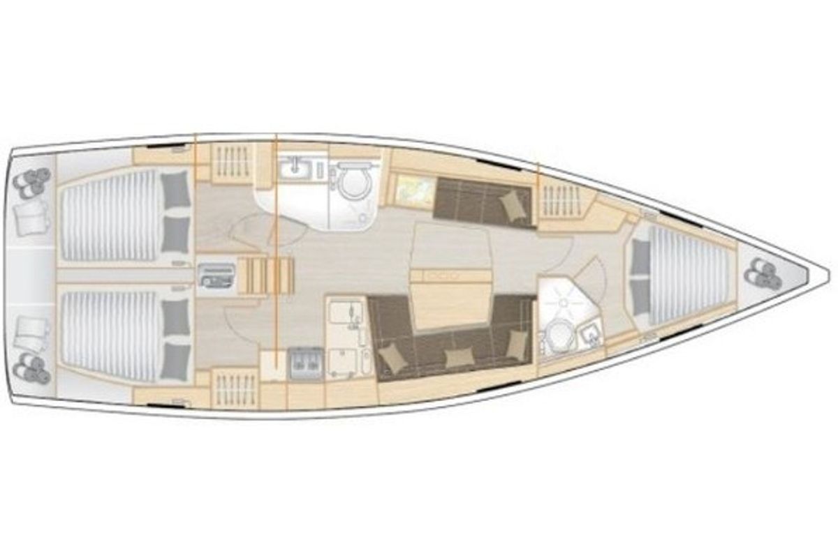 Floor plan of Themisto, a Hanse Yachts Hanse 418 sailboat at Lavreotiki Municipal Unit, Greece