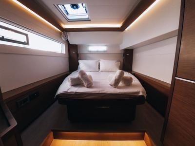 Cabin on Sea Energy I, a Lagoon 46 catamaran at Athens, Greece