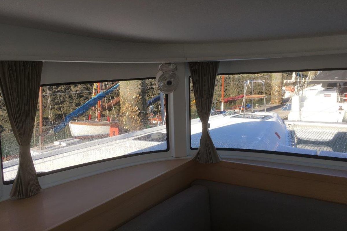 Salon of Tidre, a Lagoon 42 catamaran at Le Gosier, France
