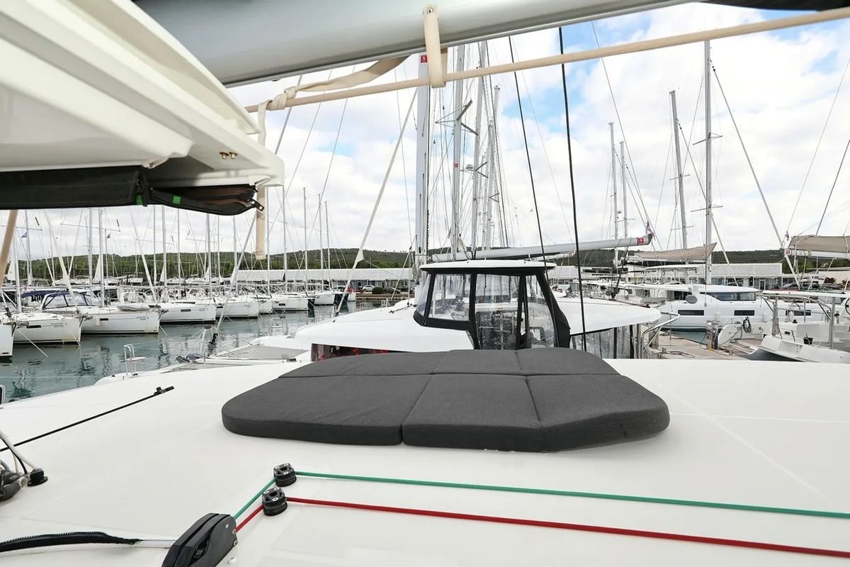 Deck of Lila, a Lagoon 42 catamaran at Grad Kaštela, Croatia