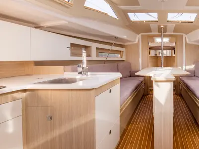 Galley of Czarci Ostrow, a Northman Maxus 34 sailboat at Sztynort, Poland