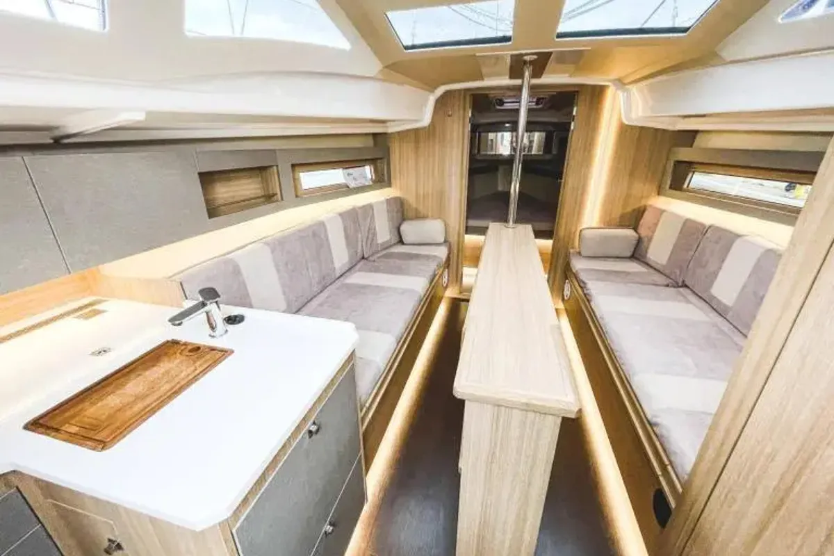Salon of Czarci Ostrow, a Northman Maxus 34 sailboat at Sztynort, Poland