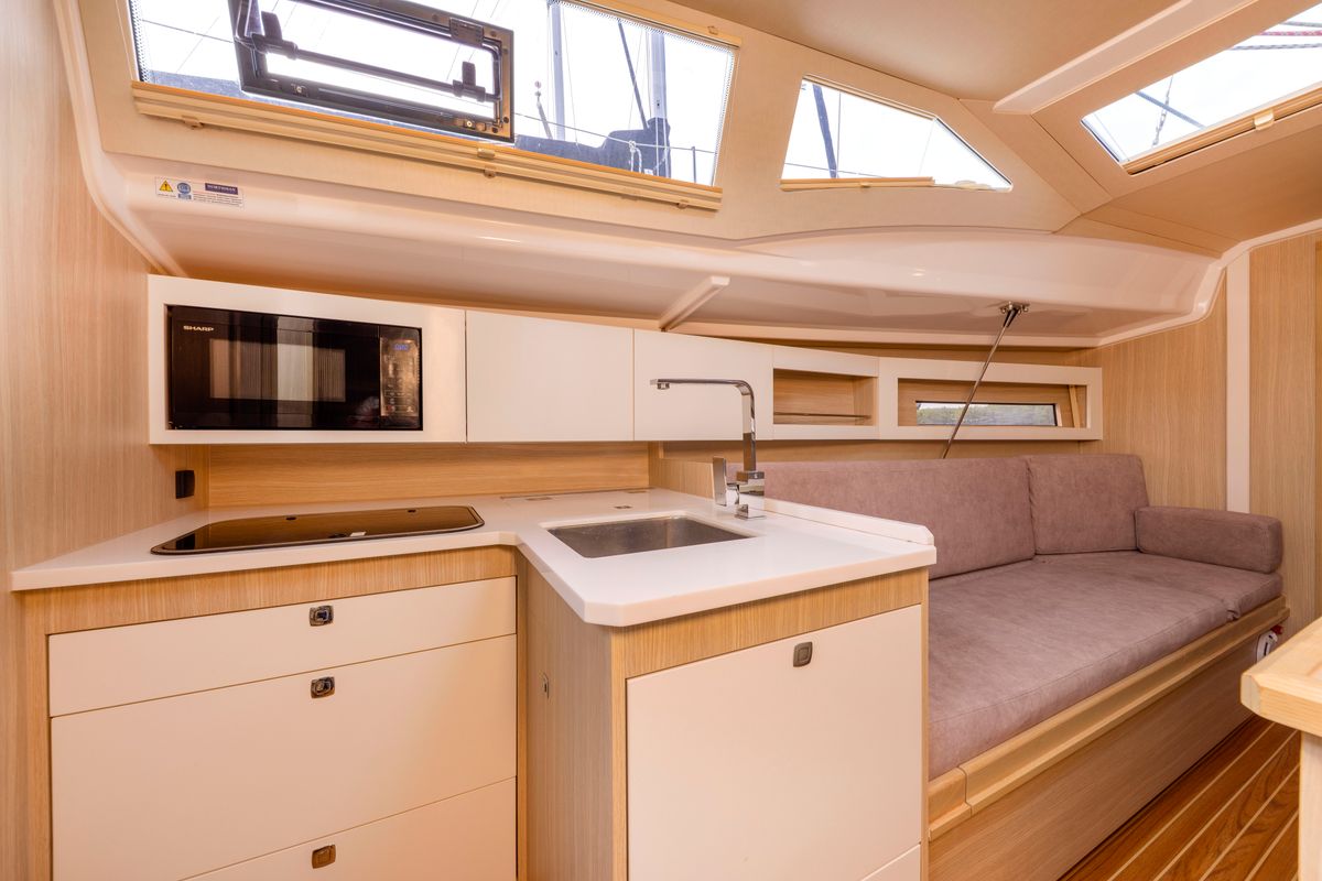 Galley of Czarci Ostrow, a Northman Maxus 34 sailboat at Sztynort, Poland
