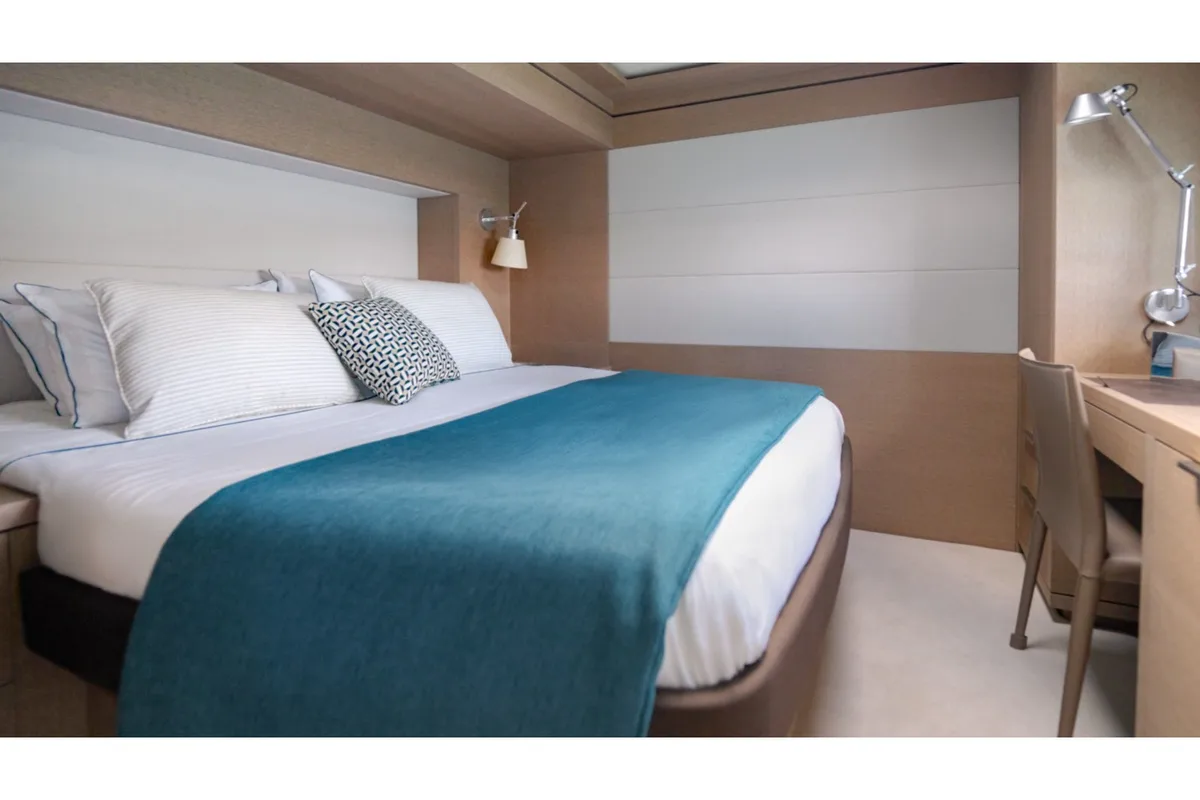 Cabin on Spirit of Ponant, a Lagoon Seventy 7 catamaran at Eden Island Marina, Seychelles