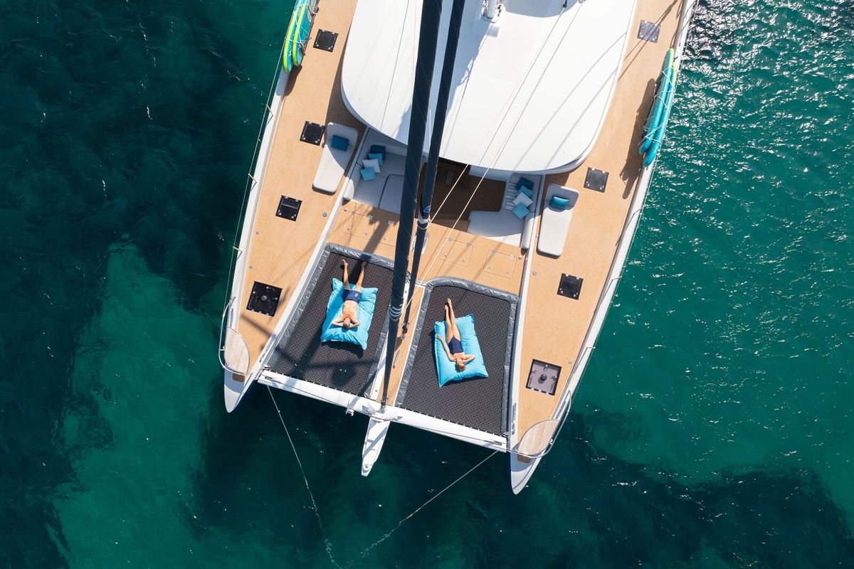 Deck of Spirit of Ponant, a Lagoon Seventy 7 catamaran at Eden Island Marina, Seychelles