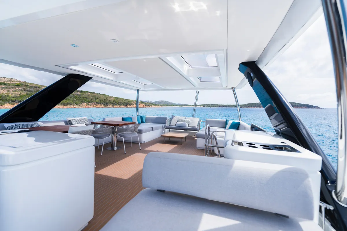 Deck of Spirit of Ponant, a Lagoon Seventy 7 catamaran at Eden Island Marina, Seychelles