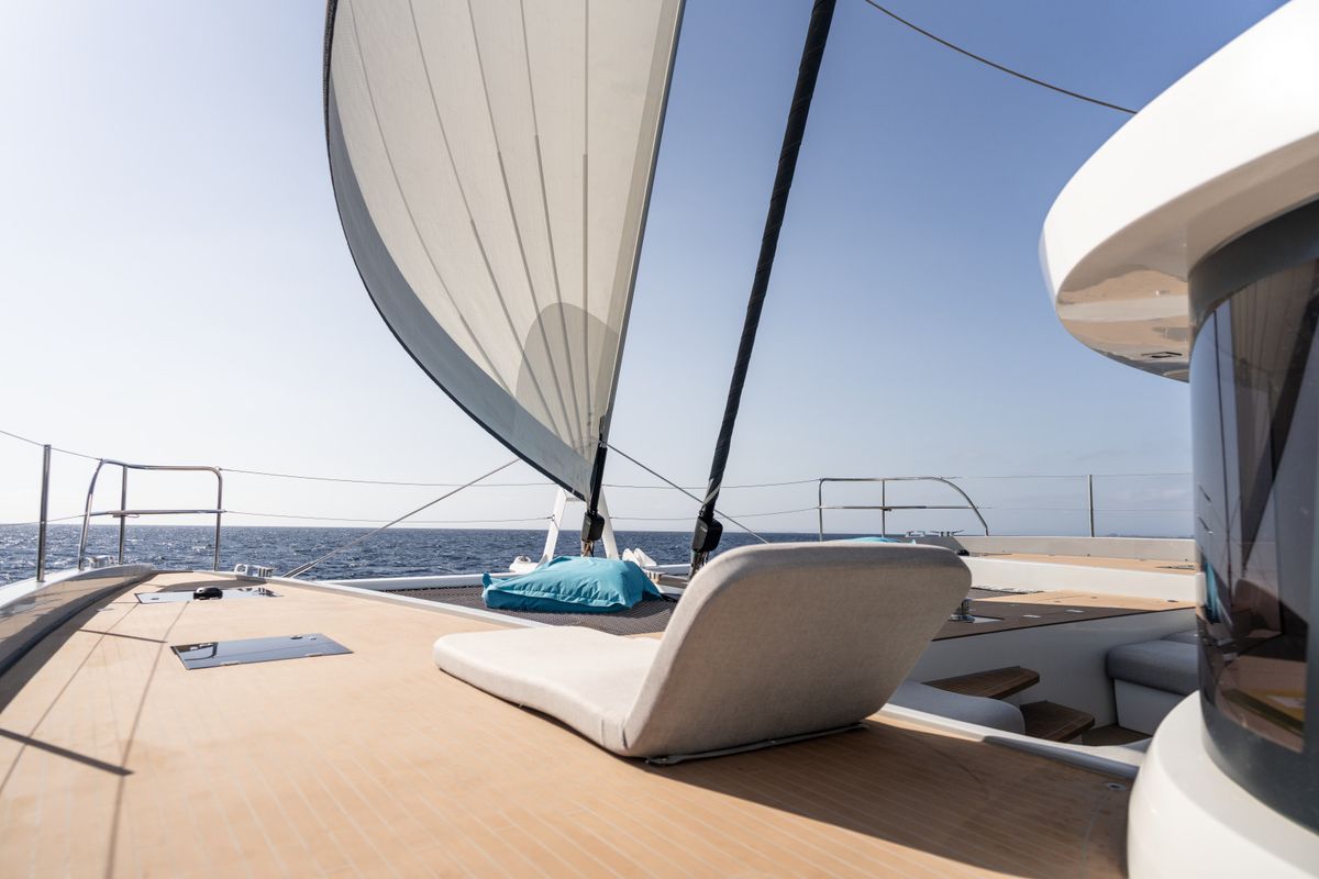 Deck of Spirit of Ponant, a Lagoon Seventy 7 catamaran at Eden Island Marina, Seychelles